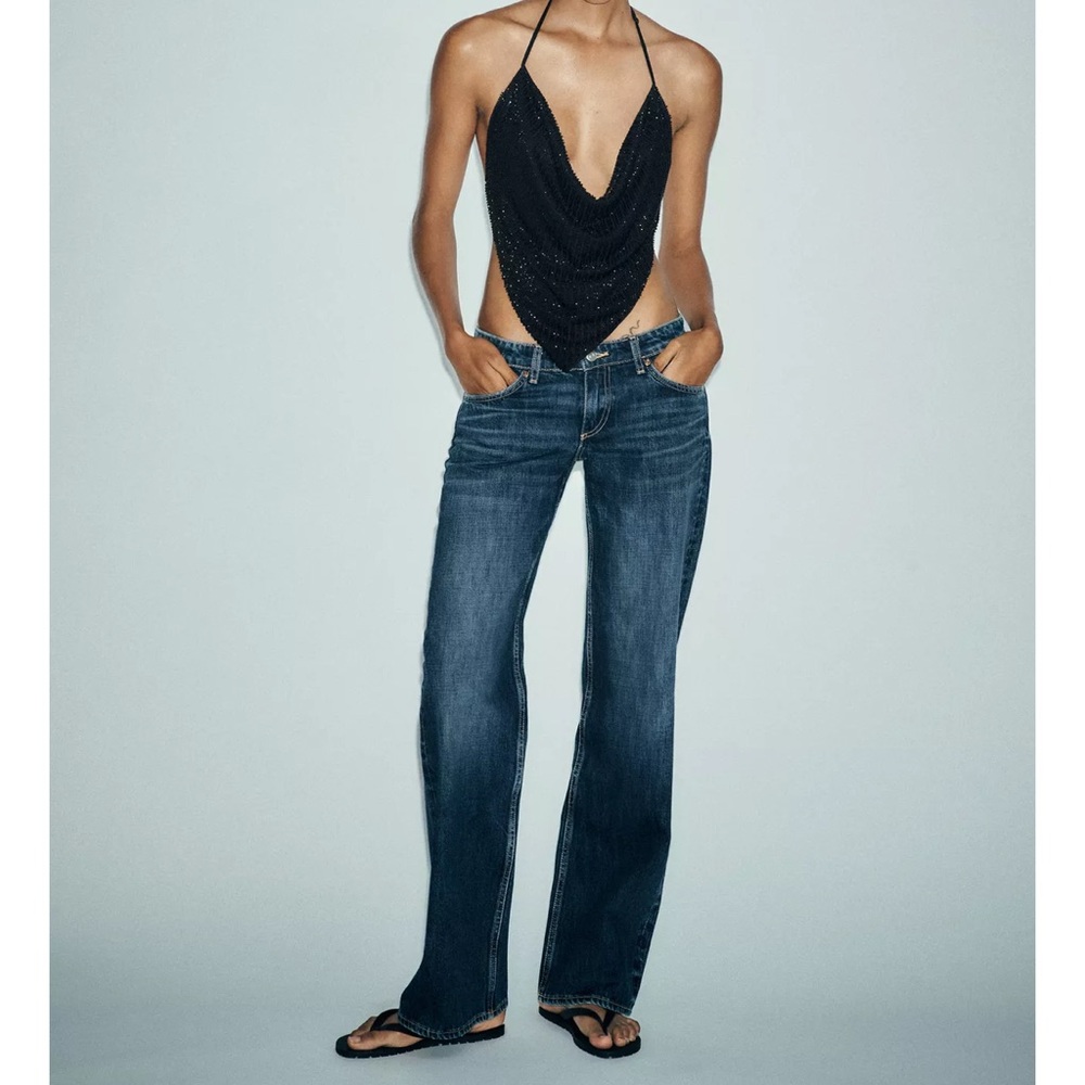 Zara TRF Low Rise Wide Leg Jeans